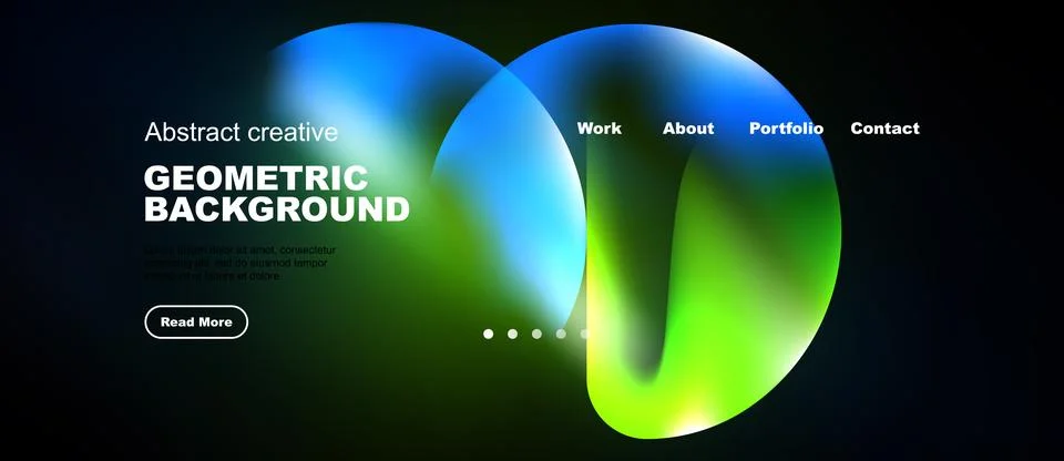 Abstract geometric background features vibrant blue, green hues. Website head Stock Illustration