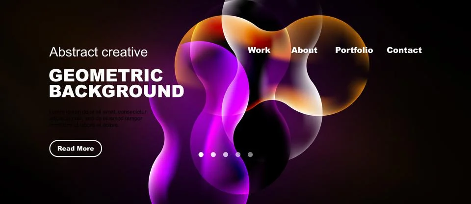 Abstract geometric background features vibrant purple, orange shapes. Navig.. Stock Illustration