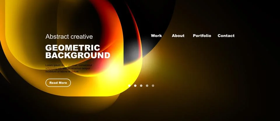 Abstract geometric background features vibrant yellow, orange hues. Dark spac Illustrazione stock