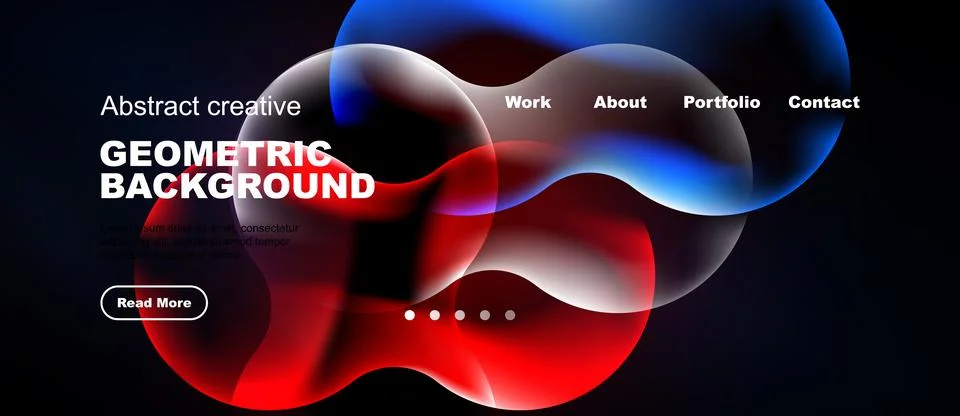 Abstract geometric background features vibrant red, blue shapes. Website head Stock Illustration