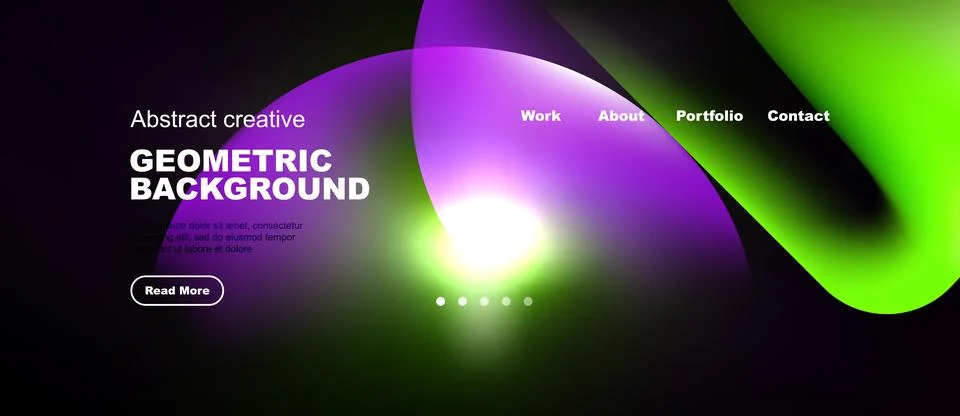 Abstract geometric background features vibrant purple, green hues. Website Illustrazione stock