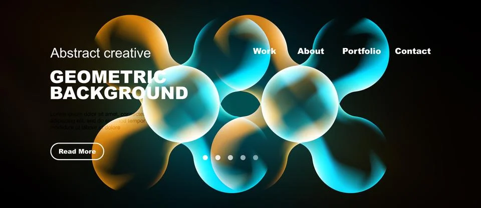 Abstract geometric background features vibrant bubbles, flowing shapes. Websi Stock Illustration