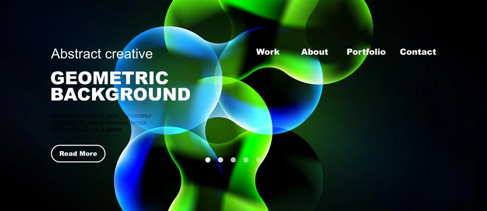 Abstract geometric background features vibrant blue, green hues. Website head Stock Illustration