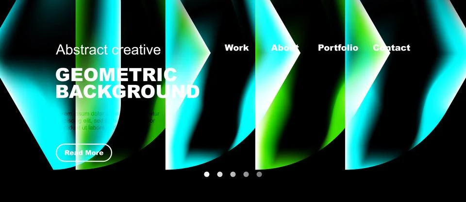 Abstract geometric background features vibrant colors, gradients, text elem.. Stock Illustration