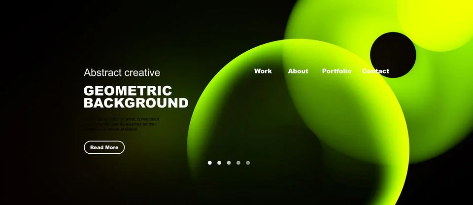 Abstract geometric background features vibrant gradients, text elements, Stock Illustration