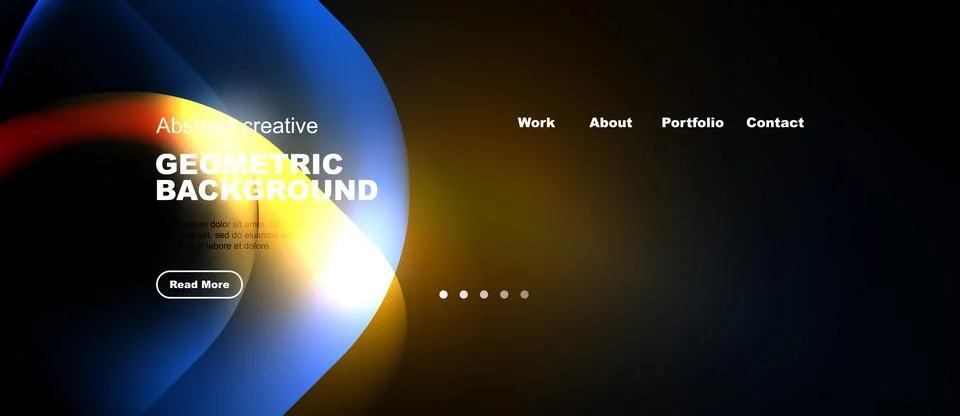 Abstract geometric background features vibrant blue, orange gradients. Text Stock Illustration