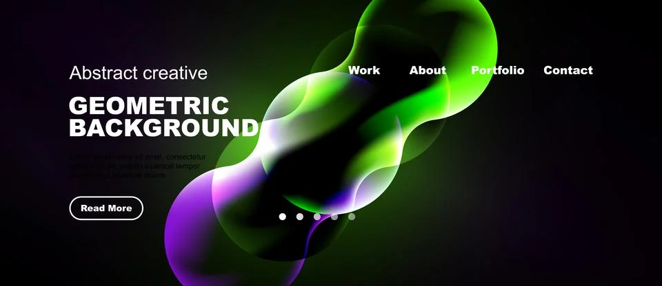 Abstract geometric background features vibrant colors, flowing shapes, websit Stock Illustration