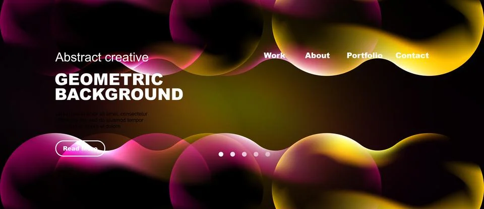 Abstract geometric background features vibrant curves, gradients. Text elemen Illustrazione stock