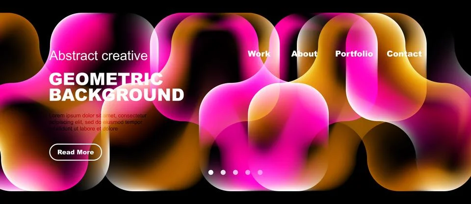 Abstract geometric background features vibrant colors, flowing shapes, text Stock Illustration