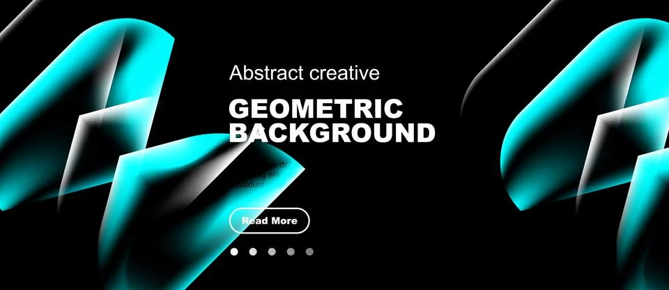 Abstract geometric background features vibrant teal shapes over black space. Stock Illustration