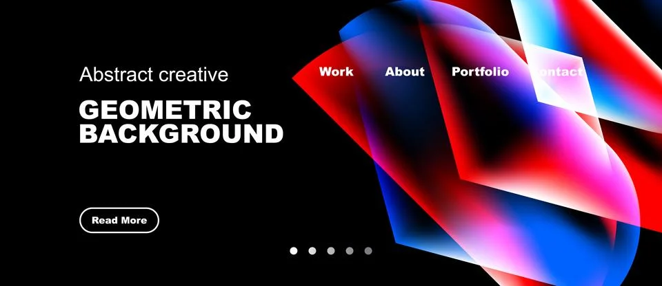 Abstract geometric background features vibrant colors, text overlays, navig.. 스톡 일러스트