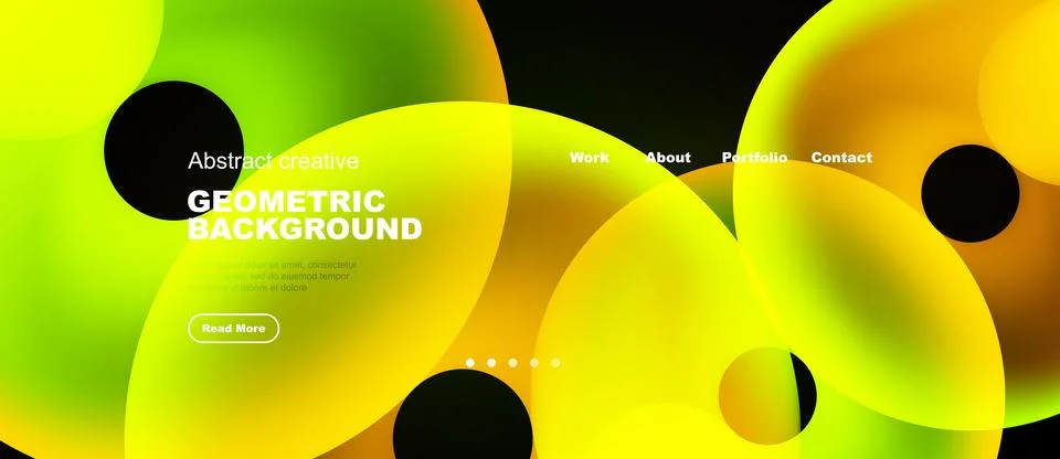Abstract geometric background features vibrant gradients, fluid shapes, text Illustrazione stock