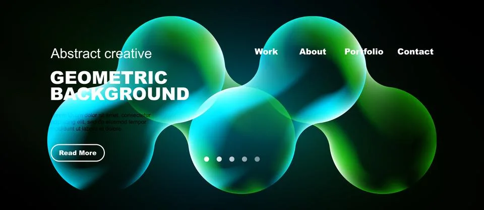 Abstract geometric background features vibrant bubbles, text, navigation Stock Illustration