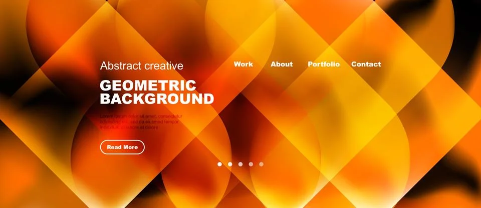 Abstract geometric background features vibrant orange hues. Website navigatio Stock Illustration