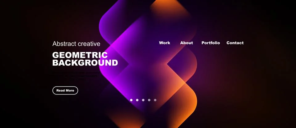 Abstract geometric background features vibrant orange, purple gradients. We.. Ilustração Stock