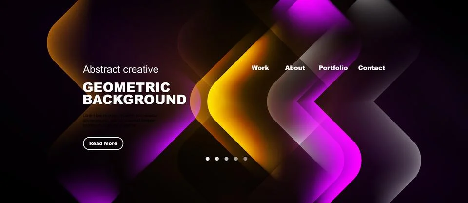 Abstract geometric background features vibrant colors, gradients, text elem.. Stock-Illustration