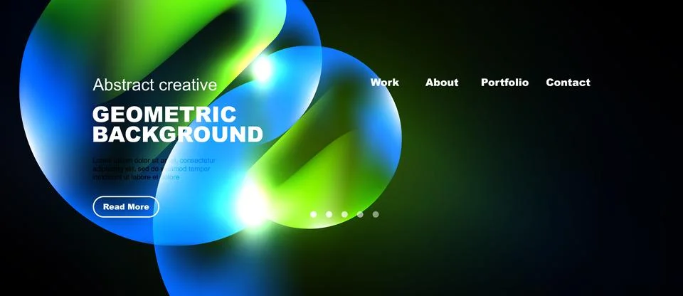 Abstract geometric background features vibrant blue, green hues. Website head Stock Illustration