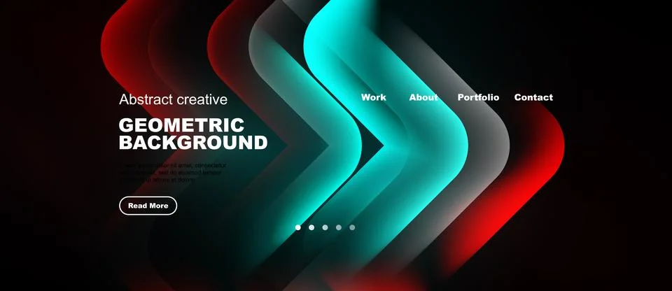 Abstract geometric background features vibrant layers. Text includes work, .. Stock Illustration