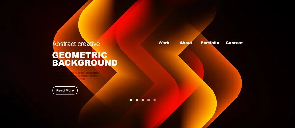 Abstract geometric background features vibrant orange, red gradients. Website Illustrazione stock
