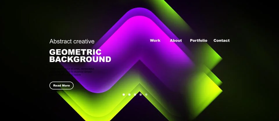 Abstract geometric background features vibrant purple, green hues. Website Illustrazione stock