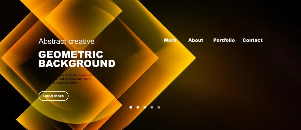 Abstract geometric background features vibrant orange, yellow hues. Website Illustrazione stock