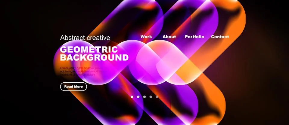 Abstract geometric background features vibrant purple, orange shapes. Website Stock Illustration