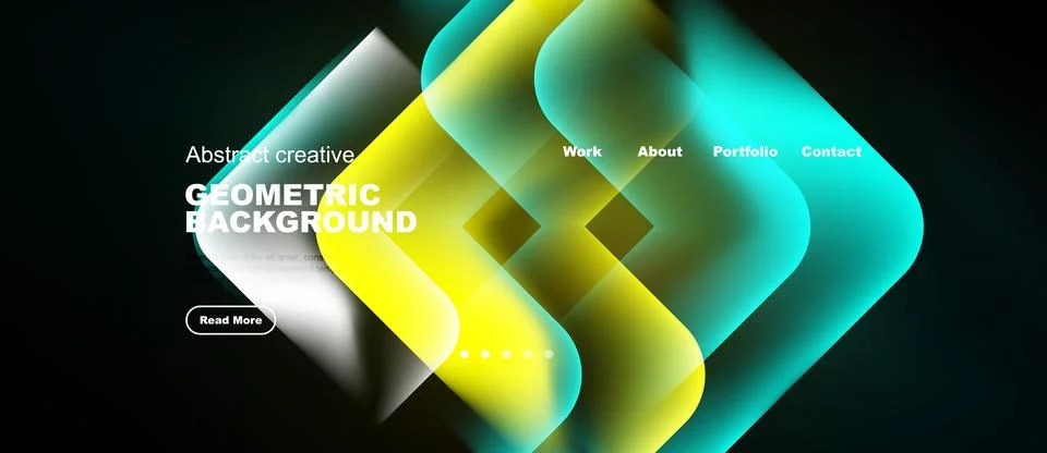 Abstract geometric background features vibrant colors, overlapping shapes, te 库存插图