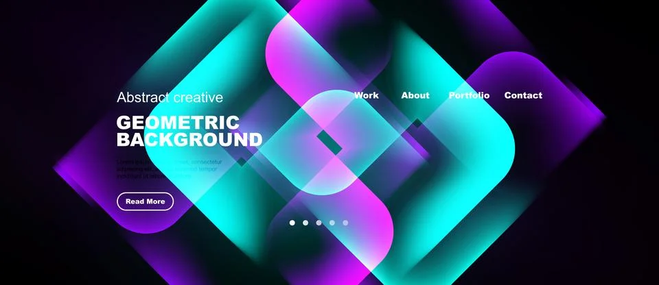 Abstract geometric background features vibrant layers, gradients. Website h.. Stock Illustration