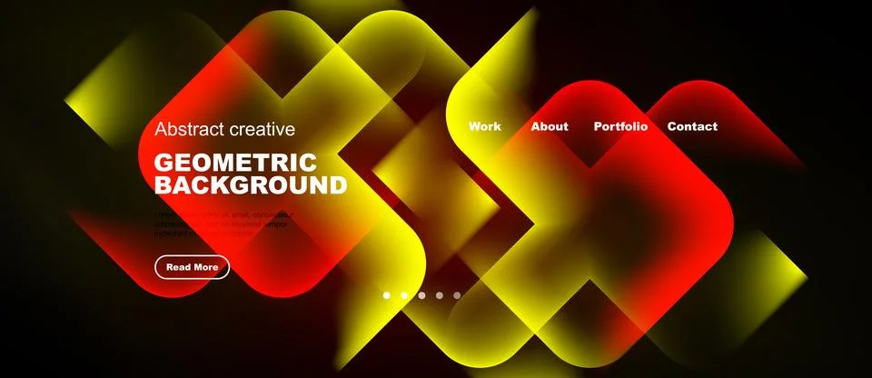 Abstract geometric background features vibrant yellow, red gradients. Website 库存插图