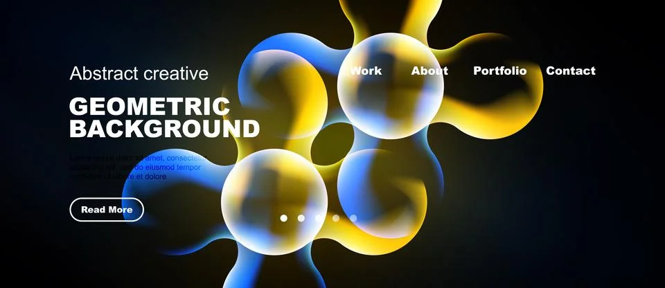 Abstract geometric background features vibrant blue, yellow shapes. Website Stock-Illustration