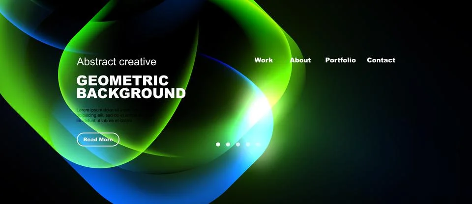 Abstract geometric background features vibrant blue, green hues. Website head Stock Illustration
