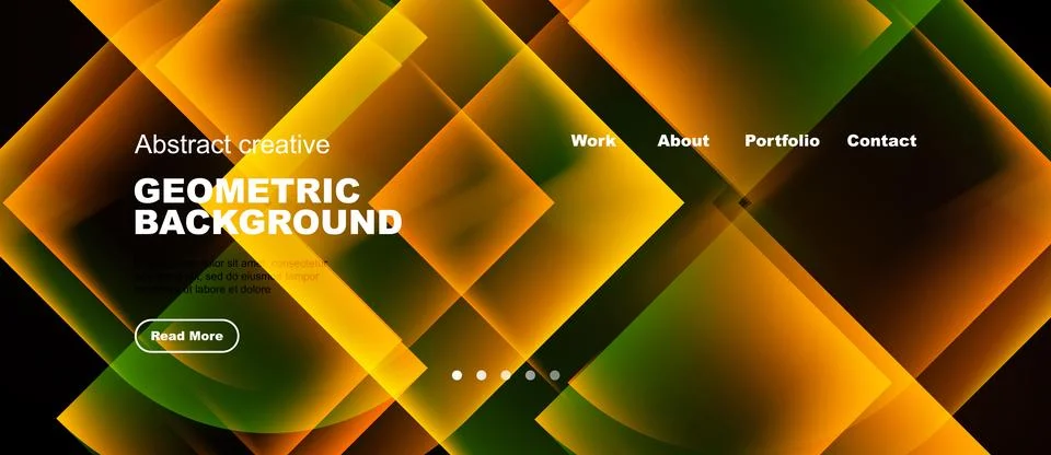 Abstract geometric background features vibrant orange, yellow, green hues. Stock Illustration