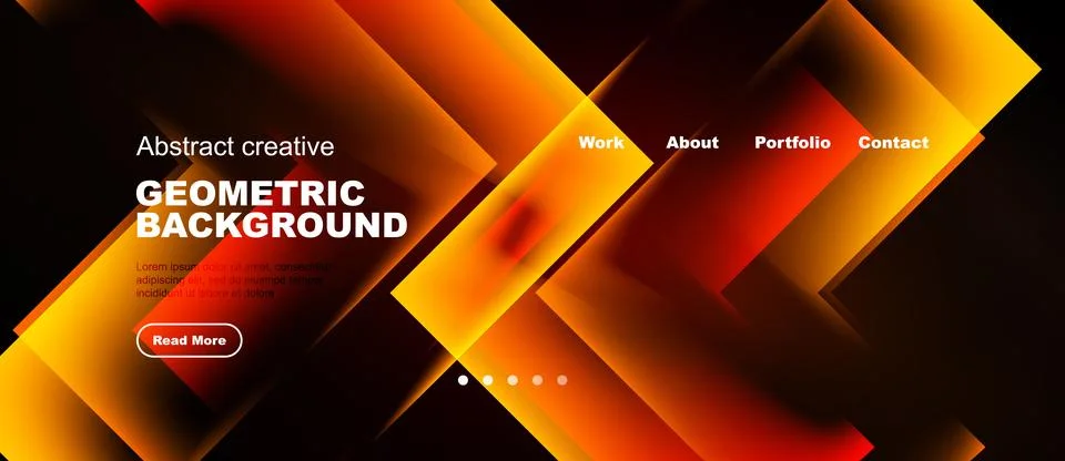 Abstract geometric background features vibrant orange, red hues. Website head Stock Illustration