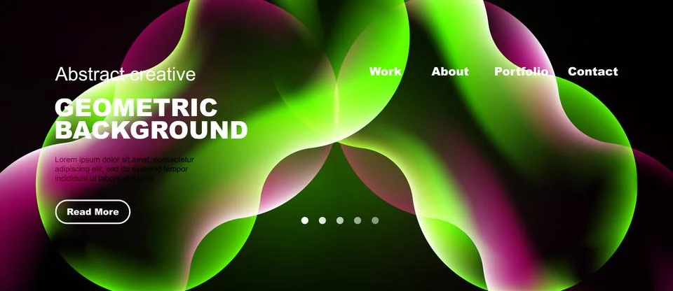 Abstract geometric background features vibrant colors, flowing shapes, text Illustrazione stock