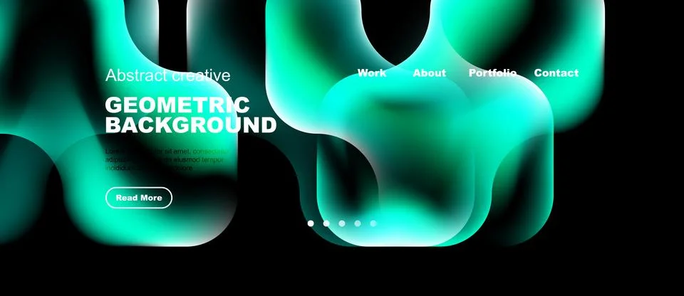 Abstract geometric background features vibrant turquoise shapes over dark Stock Illustration