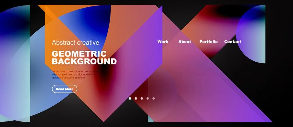 Abstract geometric background features vibrant colors, text elements, navig.. Stock Illustration