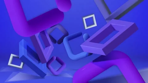 Abstract geometric background featuring 3D square frames and block shapes. Stock Footage 330098302