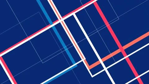 Abstract geometric background featuring intersecting navy, teal, coral, and.. Stock Illustration