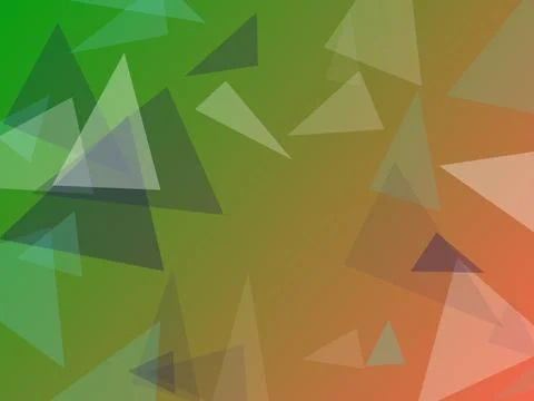 Abstract Geometric Background Featuring Overlapping Green and Orange Triang.. Stock Illustration