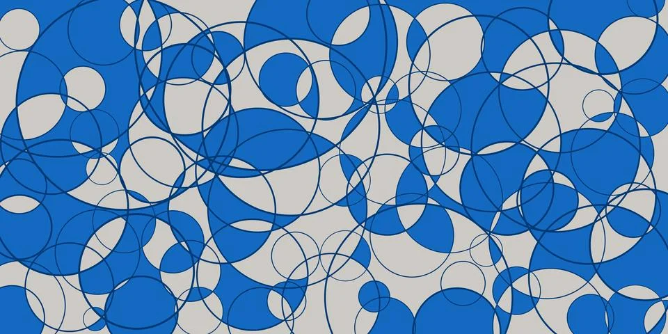 Abstract geometric background featuring overlapping circles and rings in vi.. Stock Illustration