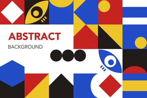 Abstract geometric background flat in black red yellow and blue colors Vector Stock Illustration