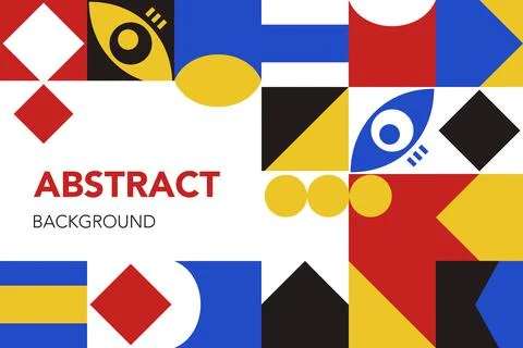 Abstract geometric background flat in black red yellow and blue colors Vector Stock Illustration