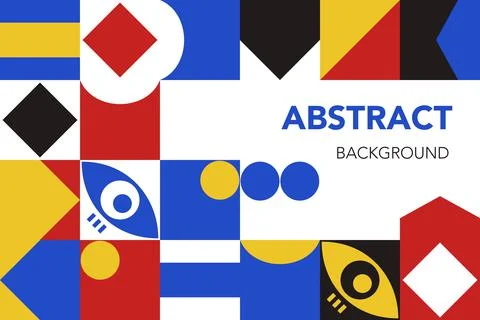 Abstract geometric background flat in black red yellow and blue colors Vector Stock Illustration