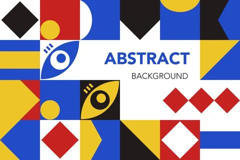 Abstract geometric background flat in black red yellow and blue colors Vector Stock Illustration