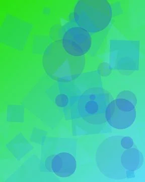 Abstract Geometric Background with Floating Circles and Squares on Vibrant .. Ilustração Stock