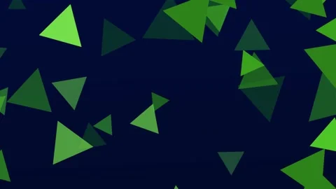 Abstract Geometric Background with Floating Green Triangles on Dark Blue Canvas Video stock 329951708