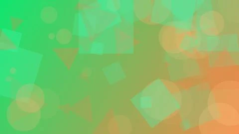 Abstract Geometric Background with Floating Green and Orange Translucent Ci.. Stock Illustration