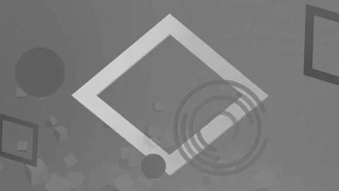 Abstract geometric background with floating shapes circles and diamond fram.. Stock Footage 336888669