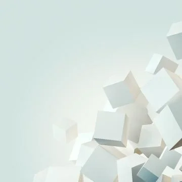 Abstract geometric background with floating stack of cubes Stock Illustration
