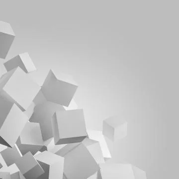 Abstract geometric background with floating stack of cubes Stock Illustration